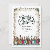 Klassieke Holly en Carolers Kerstmis Feestdagenkaart (Voorkant)