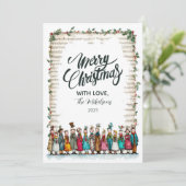 Klassieke Holly en Carolers Kerstmis Feestdagenkaart (Staand voorkant)