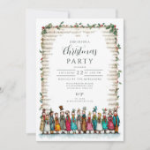 Klassieke Holly en Carolers Kerstmis Kaart (Voorkant)