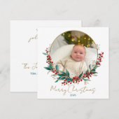 Klassieke  Holly Familie Foto Kerst Kaart (Voorkant / Achterkant)