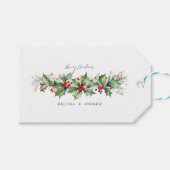 Klassieke Holly Kerstslinger met bessen Cadeaulabel (Voorkant (Horizontaal))