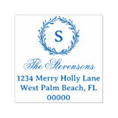 Klassieke Holly Krans Monogram Vintage Kerstmis Zelfinktende Stempel (Design)