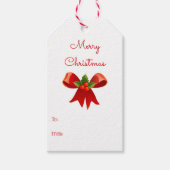 Klassieke Holly Red Kerstmis Bow tot van hangen Cadeaulabel (Voorkant)