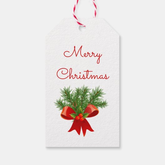 Klassieke Holly Red Kerstmis Bow tot van hangen Cadeaulabel (Achterkant)