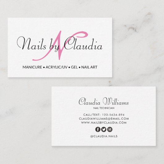 Klassieke holografische glitter elegant script visitekaartje (Voorkant / Achterkant)