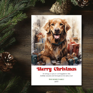 Klassieke honden kerstkaart met vintage landelijke