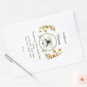 Klassieke honing van de vintage imker ovale sticker