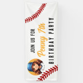 Klassieke honkbal softbal verjaardagsfeest kinder spandoek (Verticaal)