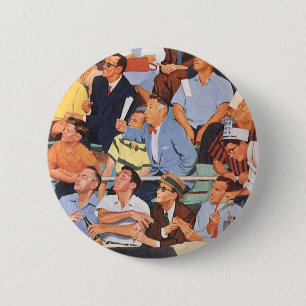 Klassieke Honkbalfans Kijken naar een Wedstrijd Ronde Button 5,7 Cm