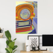 klassieke hoofdlamp verzadigde kleur poster (Thuiskantoor)