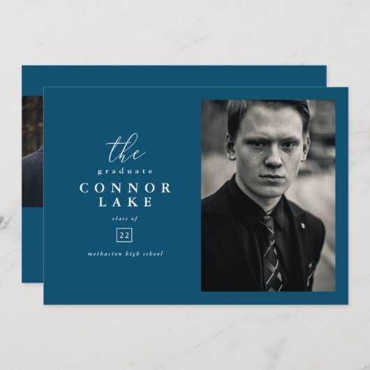 Klassieke horizontale Afstuderen foto-aankondiging Aankondiging (Voorkant / Achterkant)