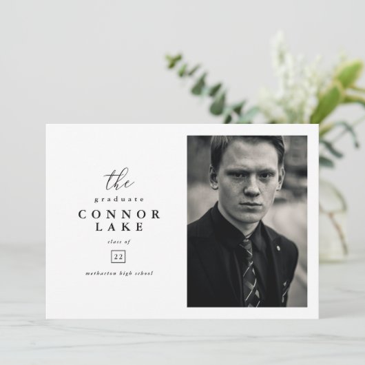 Klassieke horizontale foto van Afstuderen Aankondiging (Staand voorkant)