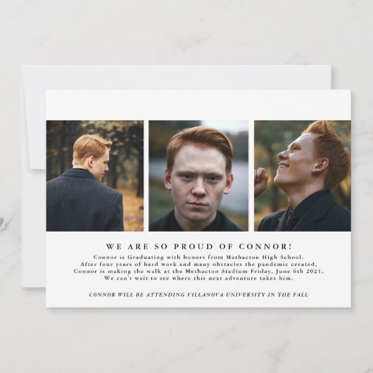 Klassieke horizontale foto van Afstuderen Aankondiging (Achterkant)