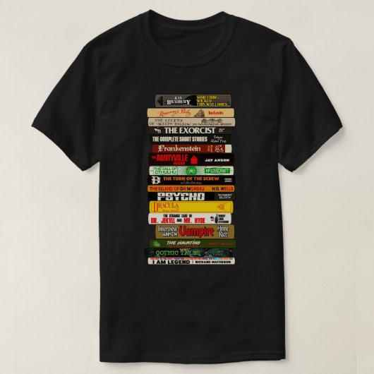 Klassieke Horror Boeken Stack T-shirt (Design voorkant)
