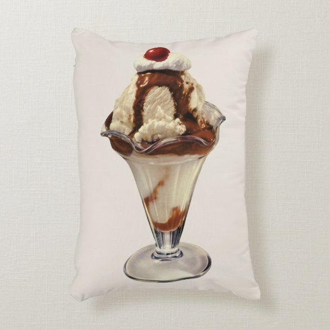 Klassieke Hot Fudge Ijs Sundae Desserts Accent Kussen (Voorkant(Verticaal))