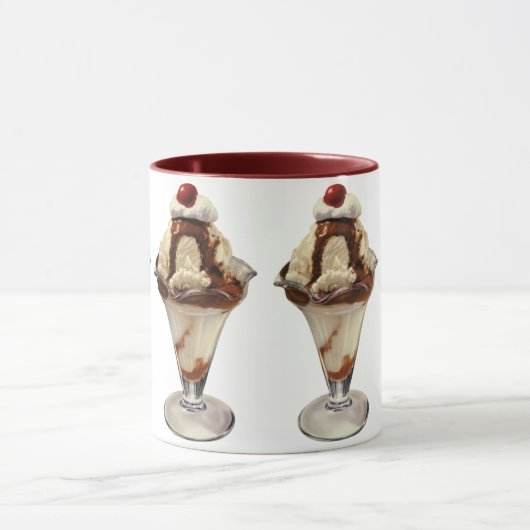 Klassieke Hot Fudge Ijs Sundae Desserts Mok (Midden)