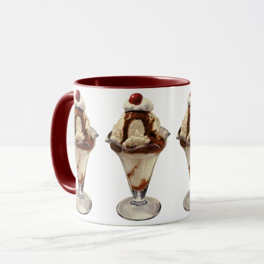 Klassieke Hot Fudge Ijs Sundae Desserts Mok (Voorkant links)