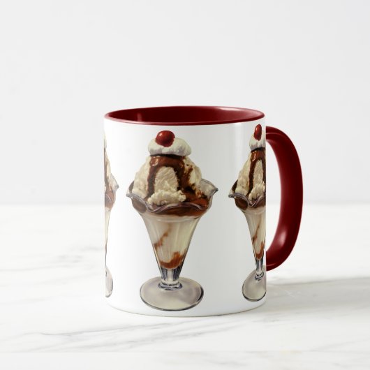 Klassieke Hot Fudge Ijs Sundae Desserts Mok (Voorkant rechts)