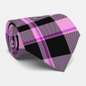 Klassieke Hot Pink Black Gingham Pset Tartan Stropdas (Opgerold)