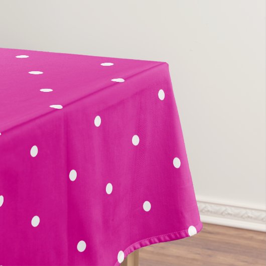 Klassieke Hot Pink White Polka Dots Pattern Tafelkleed (Voorbeeld)