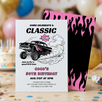Klassieke Hot Rod Gasser Raceauto Verjaardag Mijlp Kaart