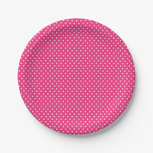 Klassieke Hot Roze en Witte Polka Dot Borden Papieren Bordje (Voorkant)