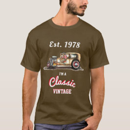 Klassieke  HotRod Auto Verjaardag Jaar EST T-shirt