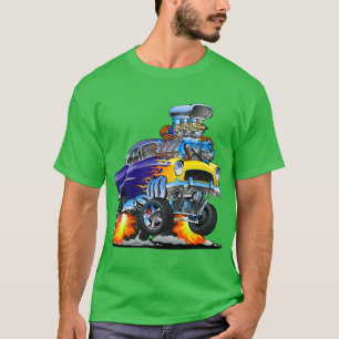 Klassieke Hotrod Spierwagen Vlammen Grote Motor T-shirt