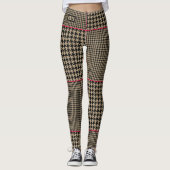 Klassieke Houndstooth Black Taupe Hot Pink Check Leggings (Voorkant)