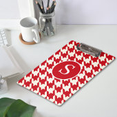 Klassieke Houndstooth Cherry Red & White Monogram Klembord