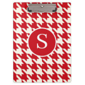 Klassieke Houndstooth Cherry Red & White Monogram Klembord (Voorkant)