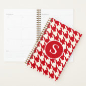 Klassieke Houndstooth Cherry Red & White Monogram Planner (Display)