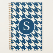 Klassieke Houndstooth Encore Blauw & Wit Monogram Planner (Voorkant)