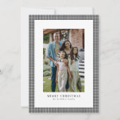 Klassieke houndstooth-kerstfotokaart feestdagenkaart (Voorkant)
