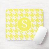 Klassieke Houndstooth Lemon Yellow & White Monogra Muismat (Met muis)