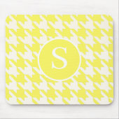 Klassieke Houndstooth Lemon Yellow & White Monogra Muismat (Voorkant)