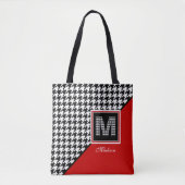 Klassieke Houndstooth Monogram in Rood Zwart Wit Tote Bag (Voorkant)