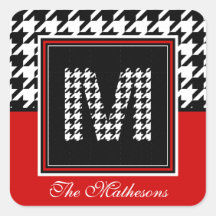 Klassieke Houndstooth & Monogram | Rood zwart wit