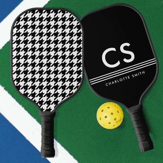 Klassieke Houndstooth Monogram Zwart & Wit Pickleball Paddle
