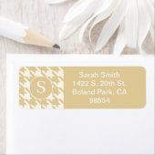 Klassieke Houndstooth Patroon Beige Tan en White Etiket (Insitu)