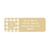 Klassieke Houndstooth Patroon Beige Tan en White Etiket (Voorkant)