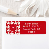 Klassieke Houndstooth Patroon Cherry rood en wit Etiket (Insitu)