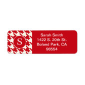 Klassieke Houndstooth Patroon Cherry rood en wit Etiket (Voorkant)