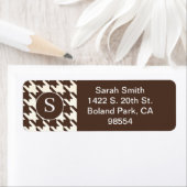 Klassieke Houndstooth Patroon Donker Bruin en Wit Etiket (Insitu)