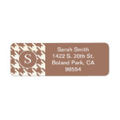 Klassieke Houndstooth Patroon Mocha Mousse en wit Etiket (Voorkant)