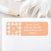 Klassieke Houndstooth Patroon Peachy Koraal & Wit Etiket (Insitu)