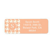 Klassieke Houndstooth Patroon Peachy Koraal & Wit Etiket (Voorkant)