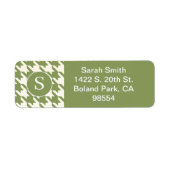 Klassieke Houndstooth Patroon Salie Groen en Wit Etiket (Voorkant)