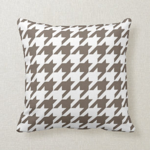 Klassieke Houndstooth Pattern in Taupe and White Kussen
