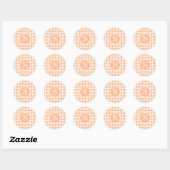 Klassieke Houndstooth Peachy Coral Monogram Ronde Sticker (Vel)